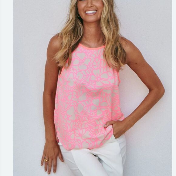 Xenia Boutique Neon Pink Floral Top - Picture 1 of 3
